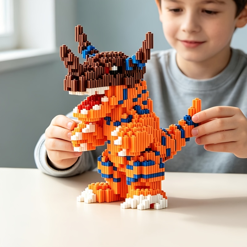 Dinosaur Series Interlocking Particle Building Blocks, Creative Gift